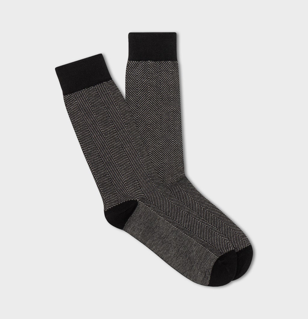 Black Herringbone Sock | The Black Tux