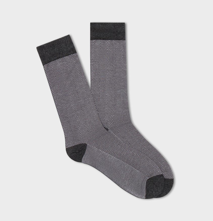 Light Grey Herringbone Sock | The Black Tux