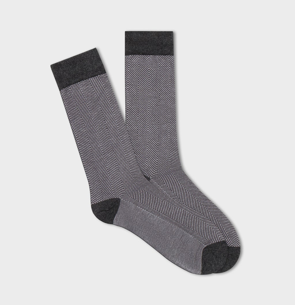 Light Grey Herringbone Dress Sock | The Black Tux