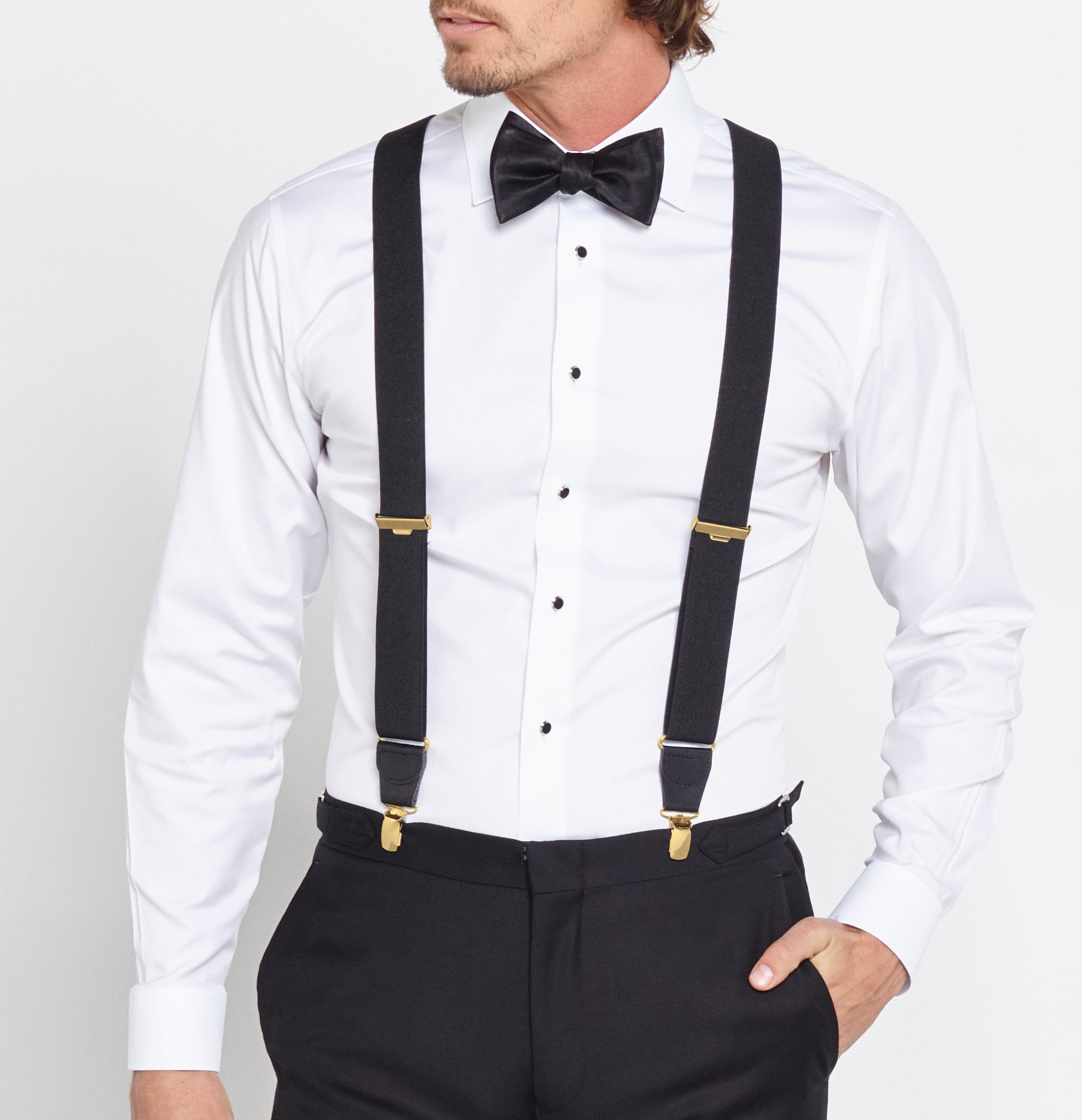 Hold-Ups XL Tuxedo Black Satin Finish 1 Wide, X-back Style Suspenders ...