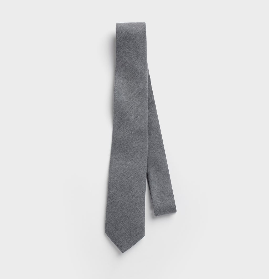 Grey Wool/Flannel Necktie | The Black Tux