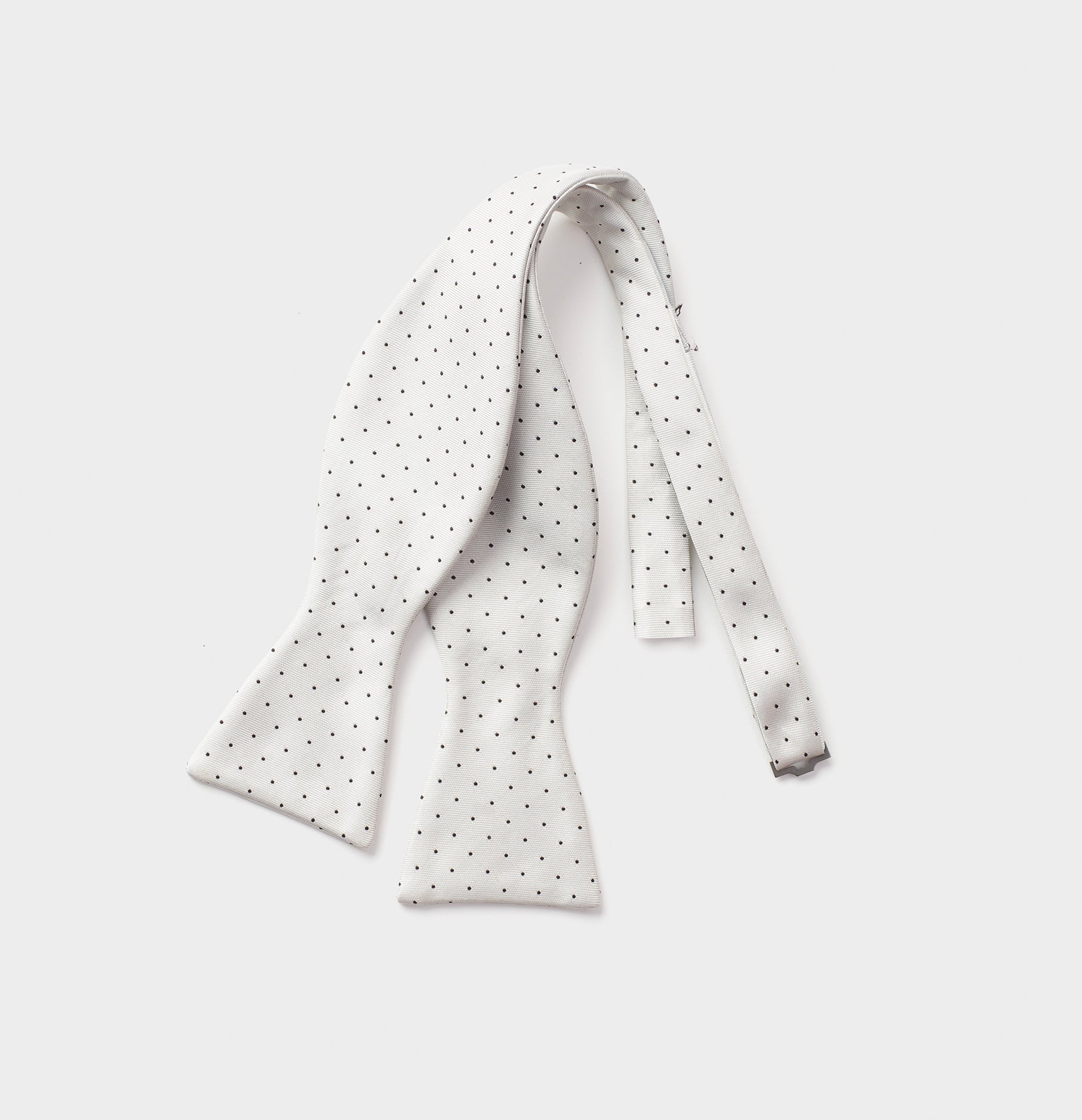 Ivory Pindot Silk Bow Tie | The Black Tux