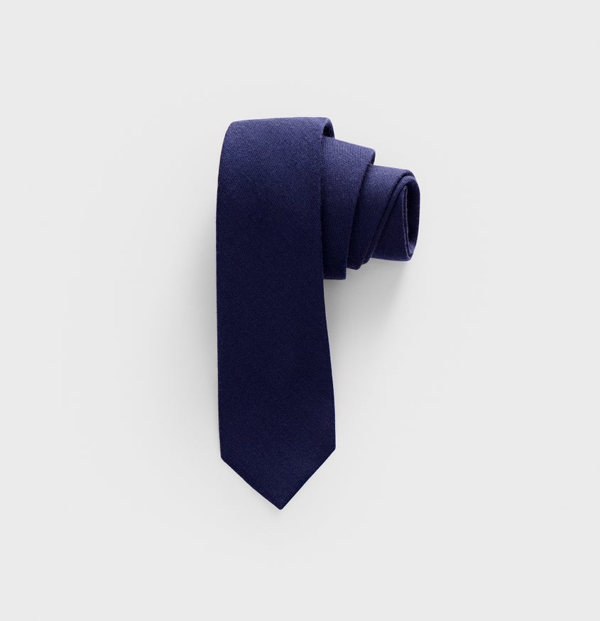 Navy Wool/Silk Necktie | The Black Tux