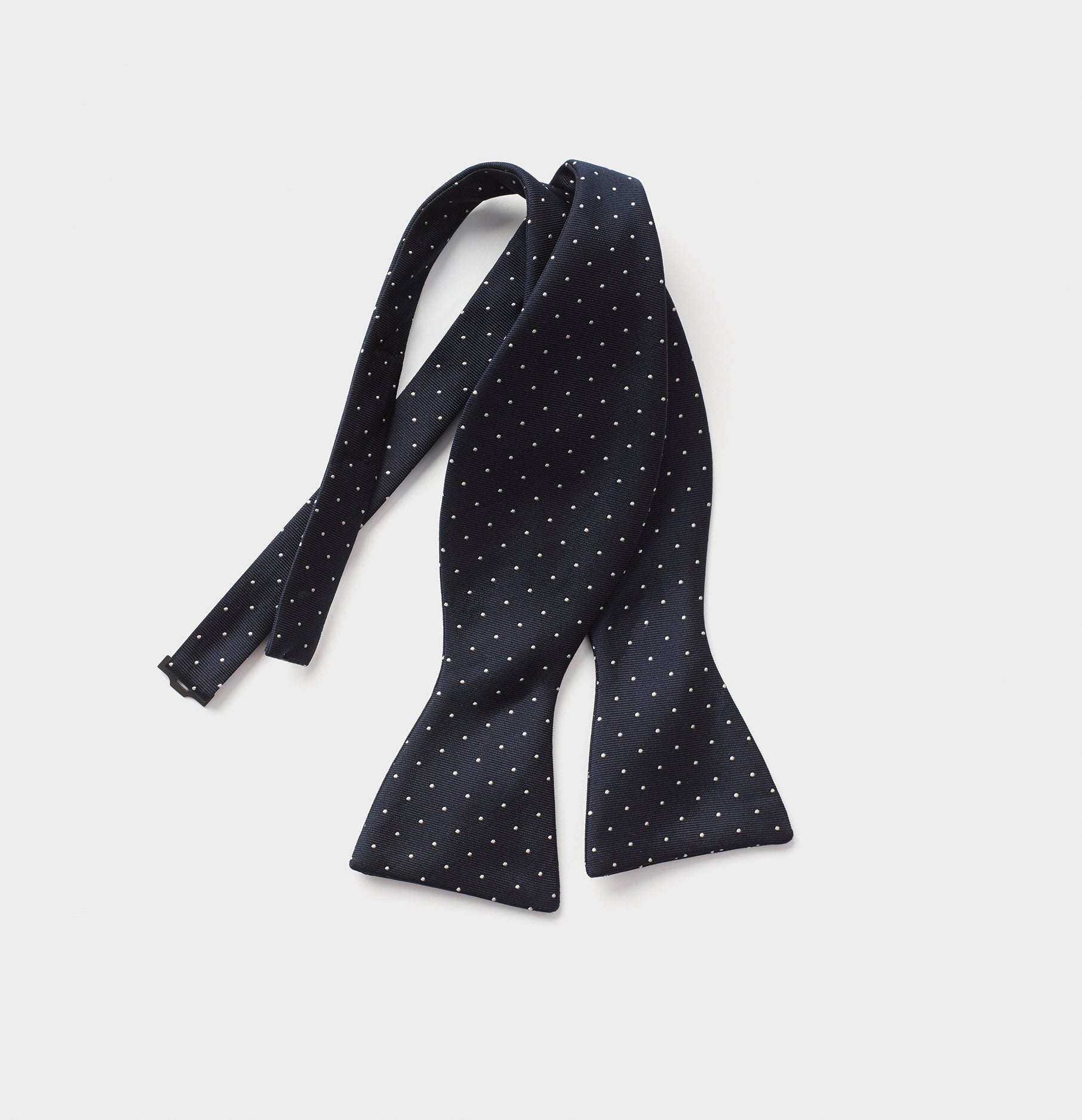 Navy Pindot Silk Bow Tie