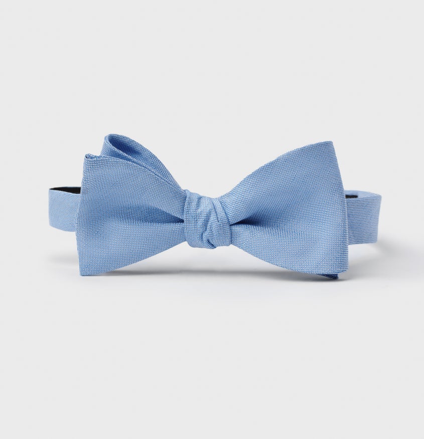 Sky Blue Linen/Silk Bow Tie The Black Tux