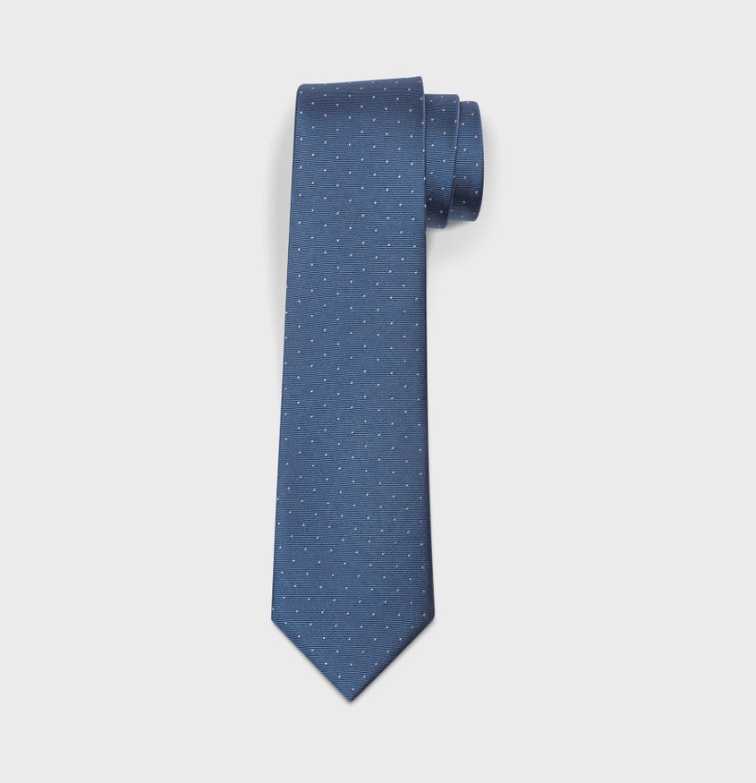 Steel Blue Pindot Necktie | The Black Tux