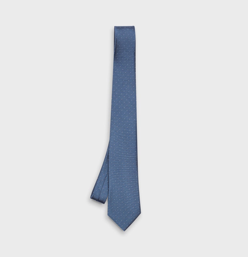 Steel Blue Pindot Necktie | The Black Tux