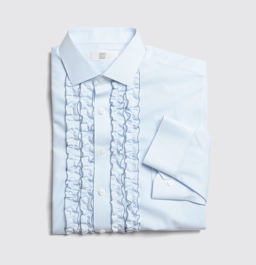blue ruffle tux