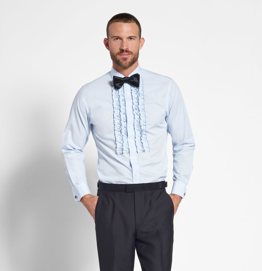 blue ruffle tux