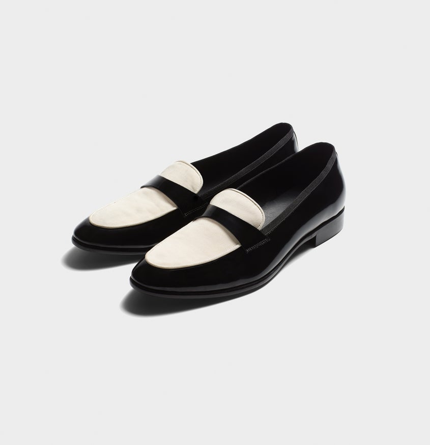 Black/White Grosgrain Loafers | The Black Tux