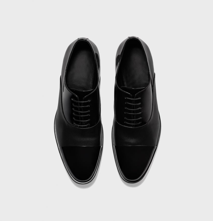 Cap Toe Shoes in Patent/Calf | The Black Tux