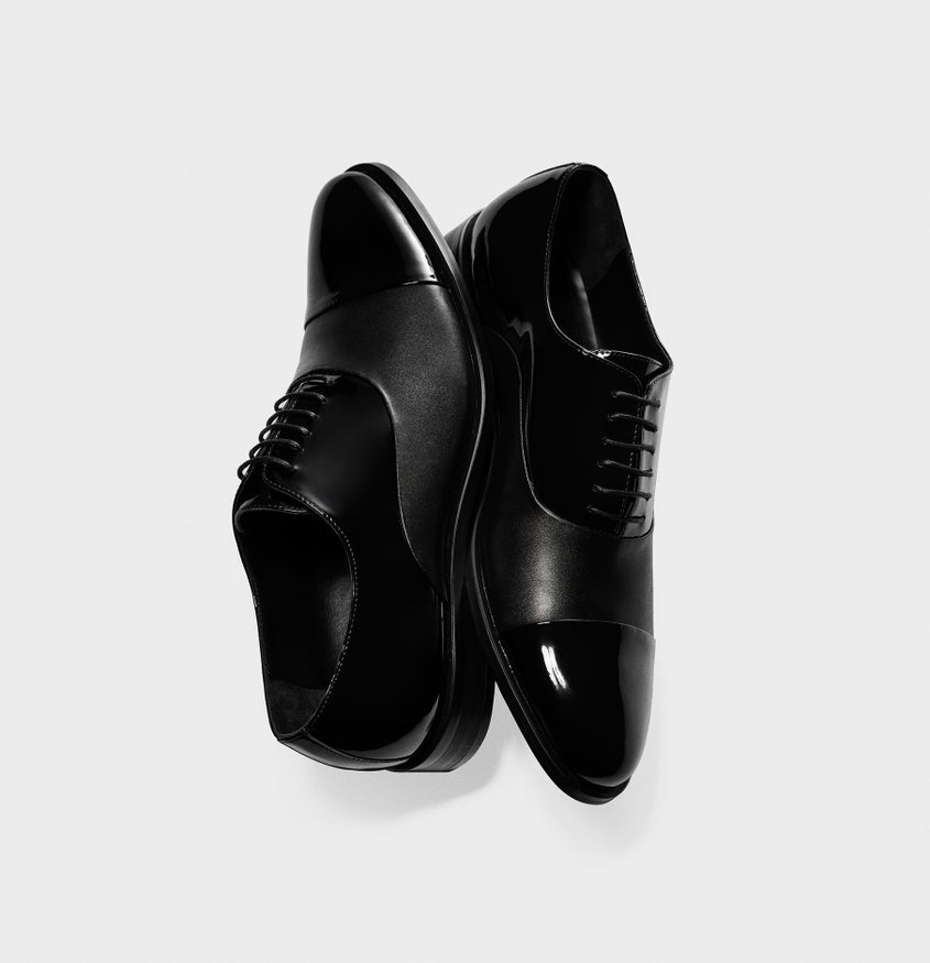 Cap Toe Shoes in Patent/Calf | The Black Tux