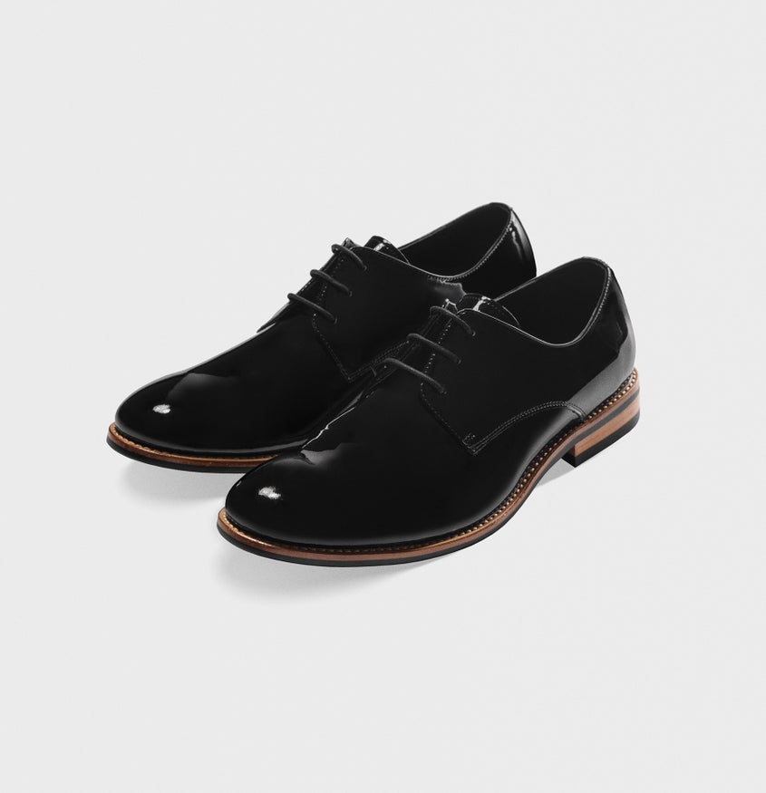 Patent Leather Wood Sole | The Black Tux