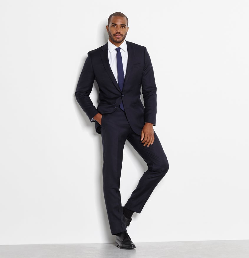 navy suit with tshirt