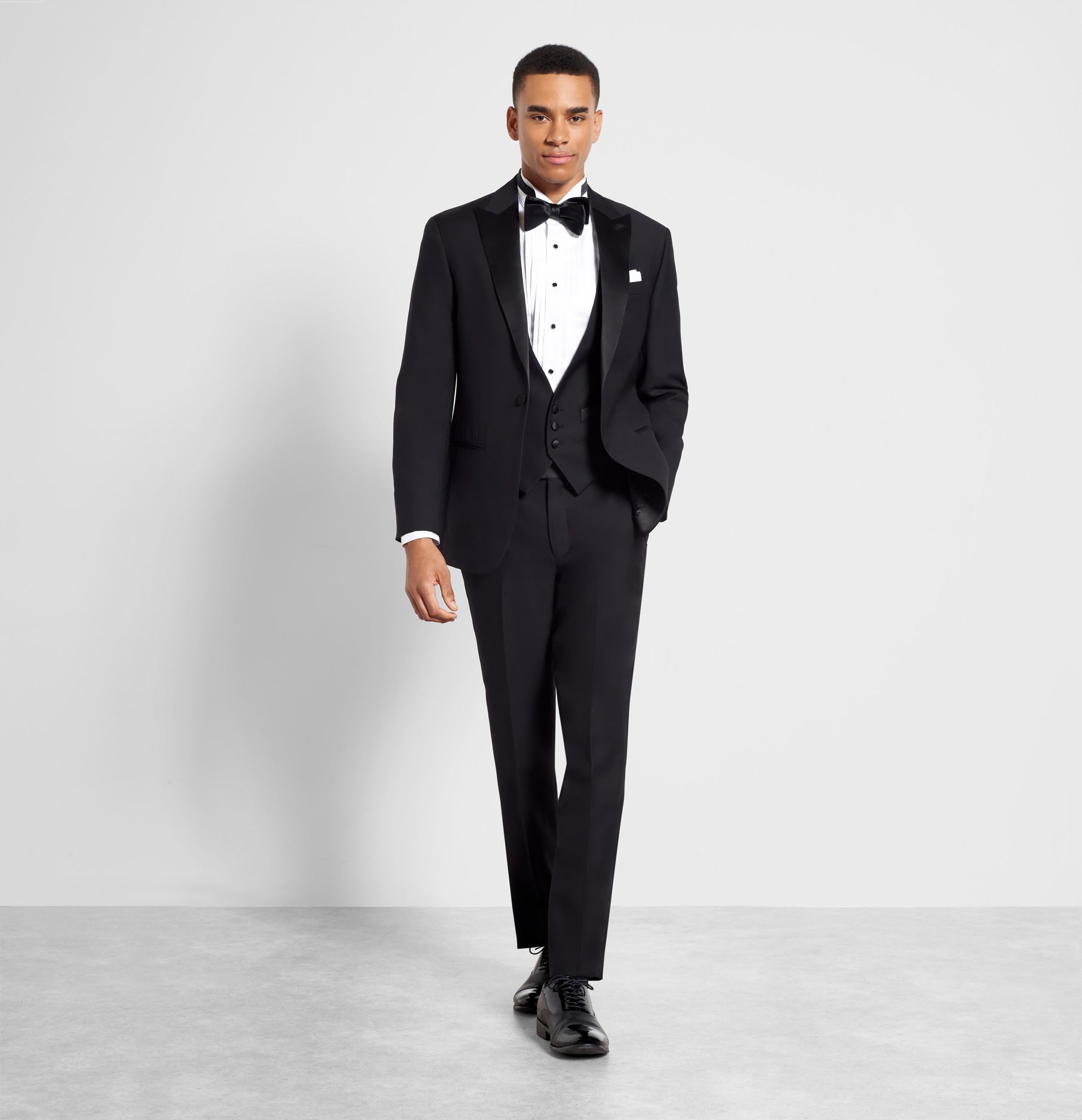 New Men's S M L XL Black Satin Tuxedo Tux Vest Bow Tie Low Cut Open Back Adj Fit 