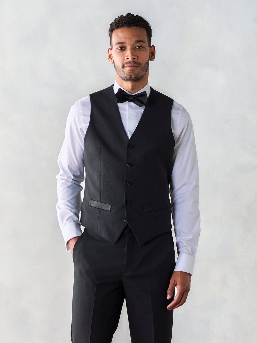 Stretch Wool Black Tuxedo Vest | The Black Tux